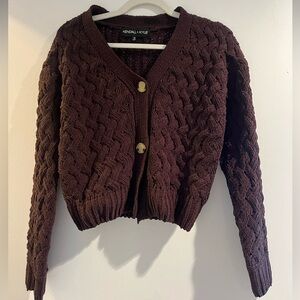 NWOT Kendall + Kylie brown button up sweater